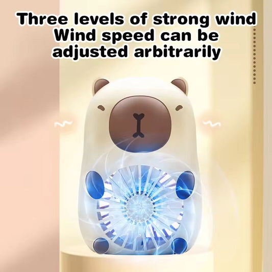 New Portable Cute Capibala Mini Fan USB Rechargeable Three Speed Adjustable Fashion Home Outdoor Travel Camping Handheld Fan